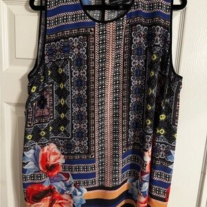 Cynthia Rowley Blue and Orange Graphic Tank Top
